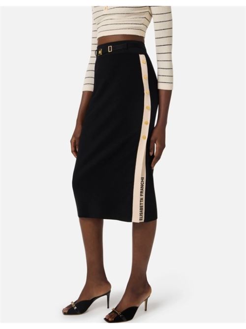 Gonna in maglia con bande in viscosa lucida ELISABETTA FRANCHI | GK27S61E2.685